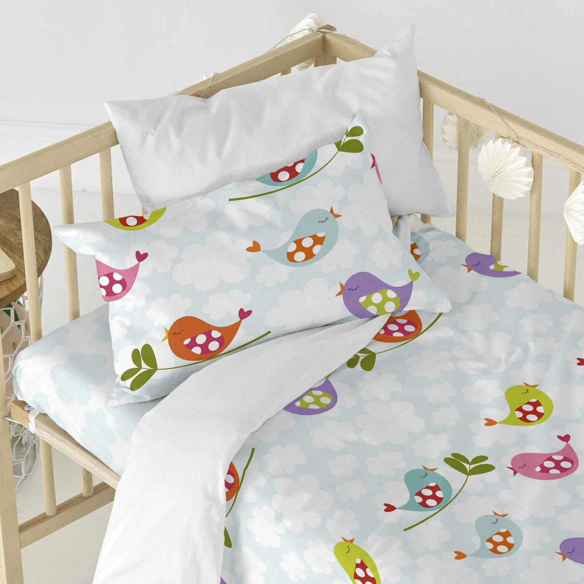 BETTBEZUG 2er-Set teiliges little birds 115x145 cm (kinderbett) mehrfarbig - Multicolor, Textil (115/145cm) - Happy Friday