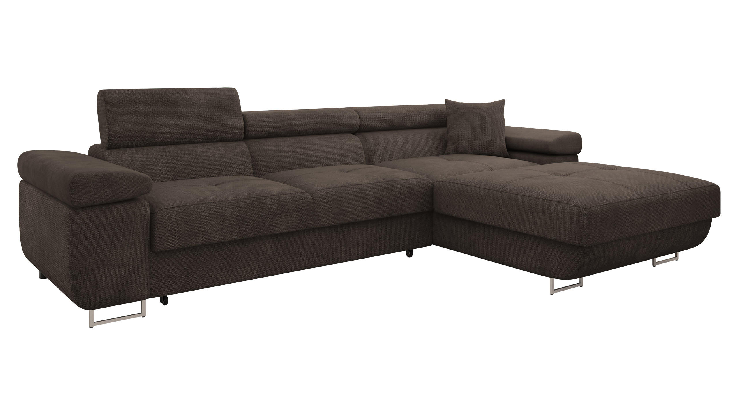 ECKSOFA Torezio Mini, Seite: Rechts - Dunkelbraun, Holz/Textil (280/170cm) - MIRJAN24