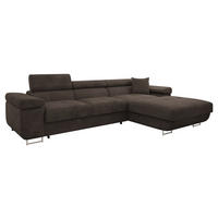 ECKSOFA Torezio Mini, Seite: Rechts - Dunkelbraun, Holz/Textil (280/170cm) - MIRJAN24