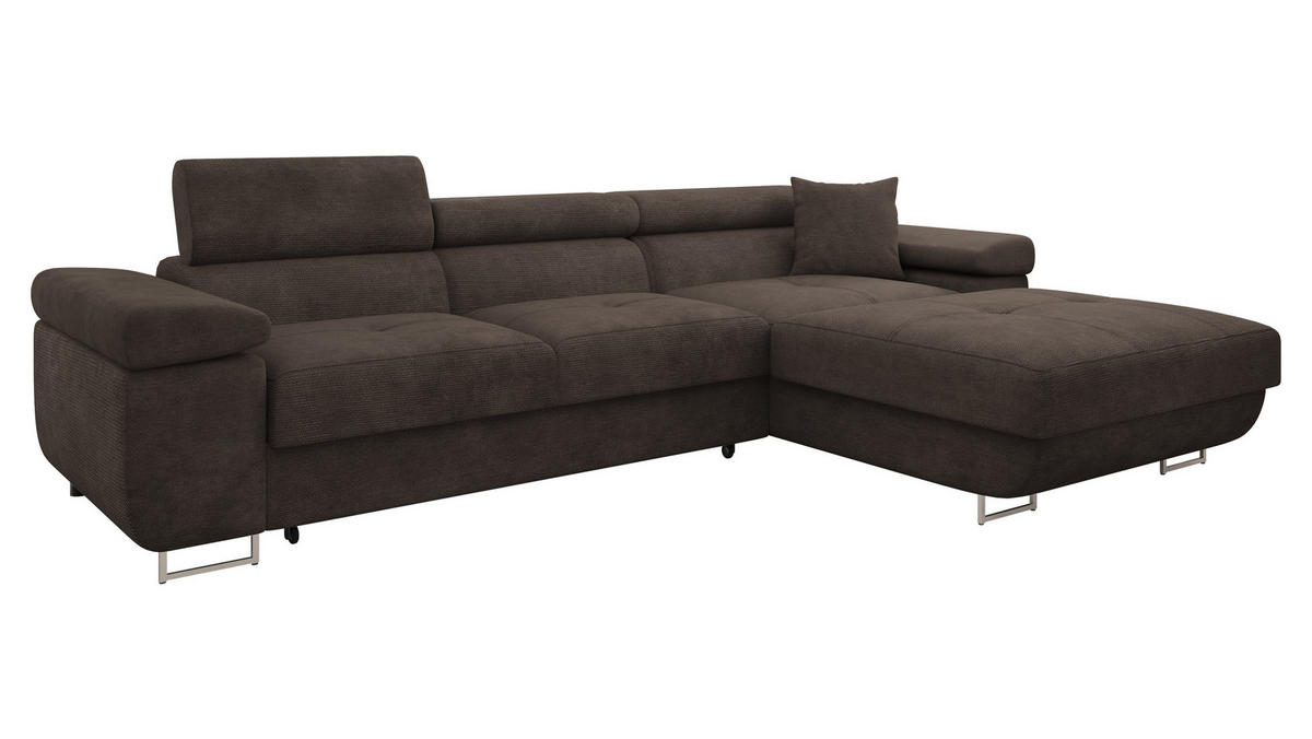 ECKSOFA Torezio Mini, Seite: Rechts - Dunkelbraun, Holz/Textil (280/170cm) - MIRJAN24