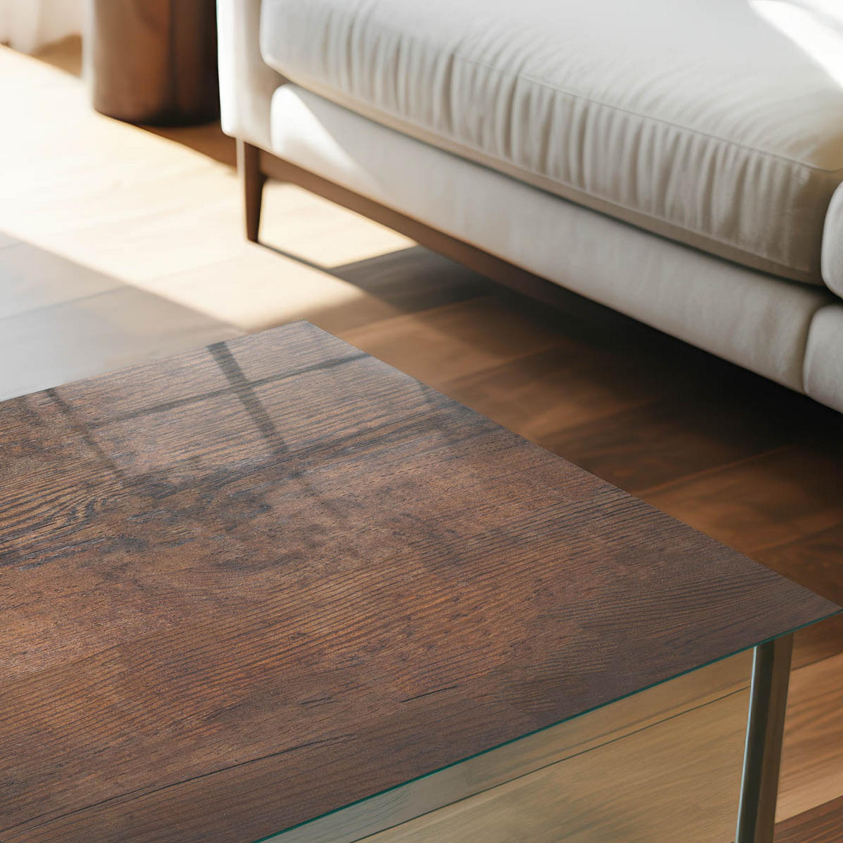 TISCHPLATTE 50x50 cm – Holzstruktur - Beige, Glas (0.4/50/50cm) - Wallfluent