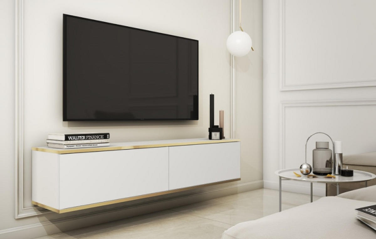 TV-SCHRANK Weiß POLO Hängend Glatte Front 135 cm - Weiß, Holzwerkstoff (135/30/32cm) - Sepro Meble