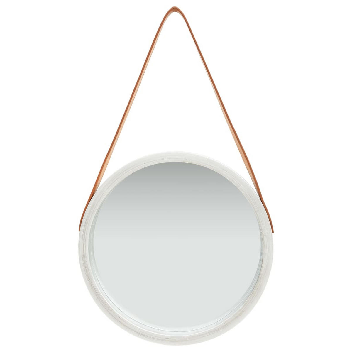 WANDSPIEGEL mit Gürtel 40 cm Silbern - Silberfarben, Holz (40/40/1cm) - furnicato