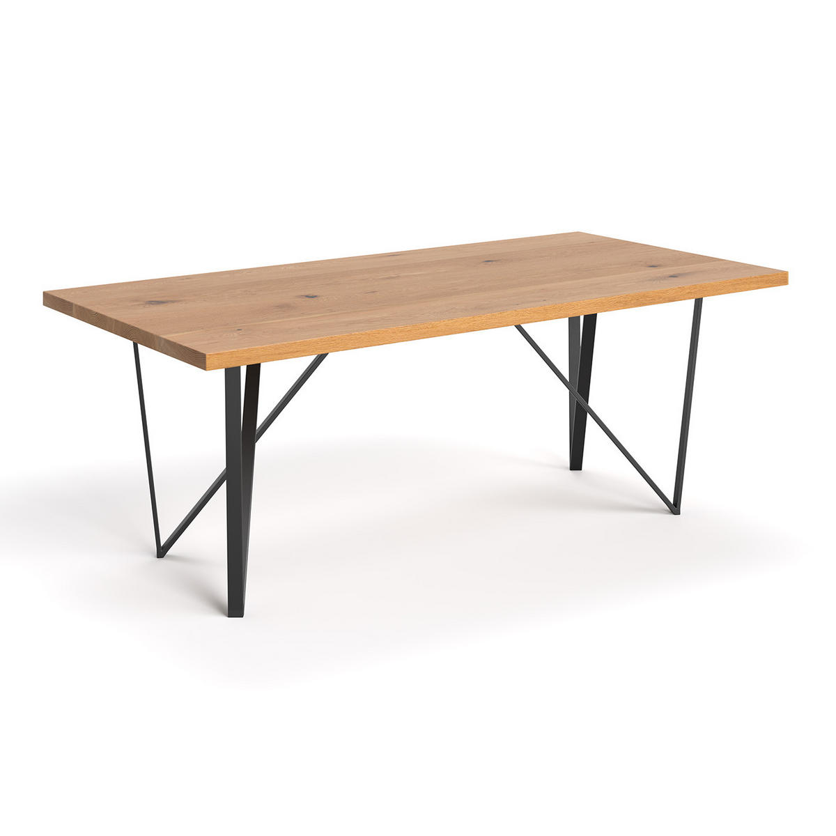 ESSTISCH Ravel aus massivem Eichenholz 140x100 cm - Eichefarben/Schwarz, Holz/Metall (140/100/75cm) - Danzz