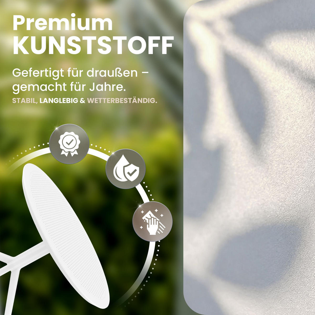 GARTENTISCH rund Ø105 cm Kunststoff Weiß - Weiß, Kunststoff (105/105/74cm) - CLP