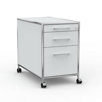 BÜRO-ROLLCONTAINER Holz, 80 cm, 3 Schubladen, 1 Hängeregistratur, Lichtgrau - Chromfarben/Silberfarben, Holzwerkstoff/Metall (80/66.5/80cm) - Versee
