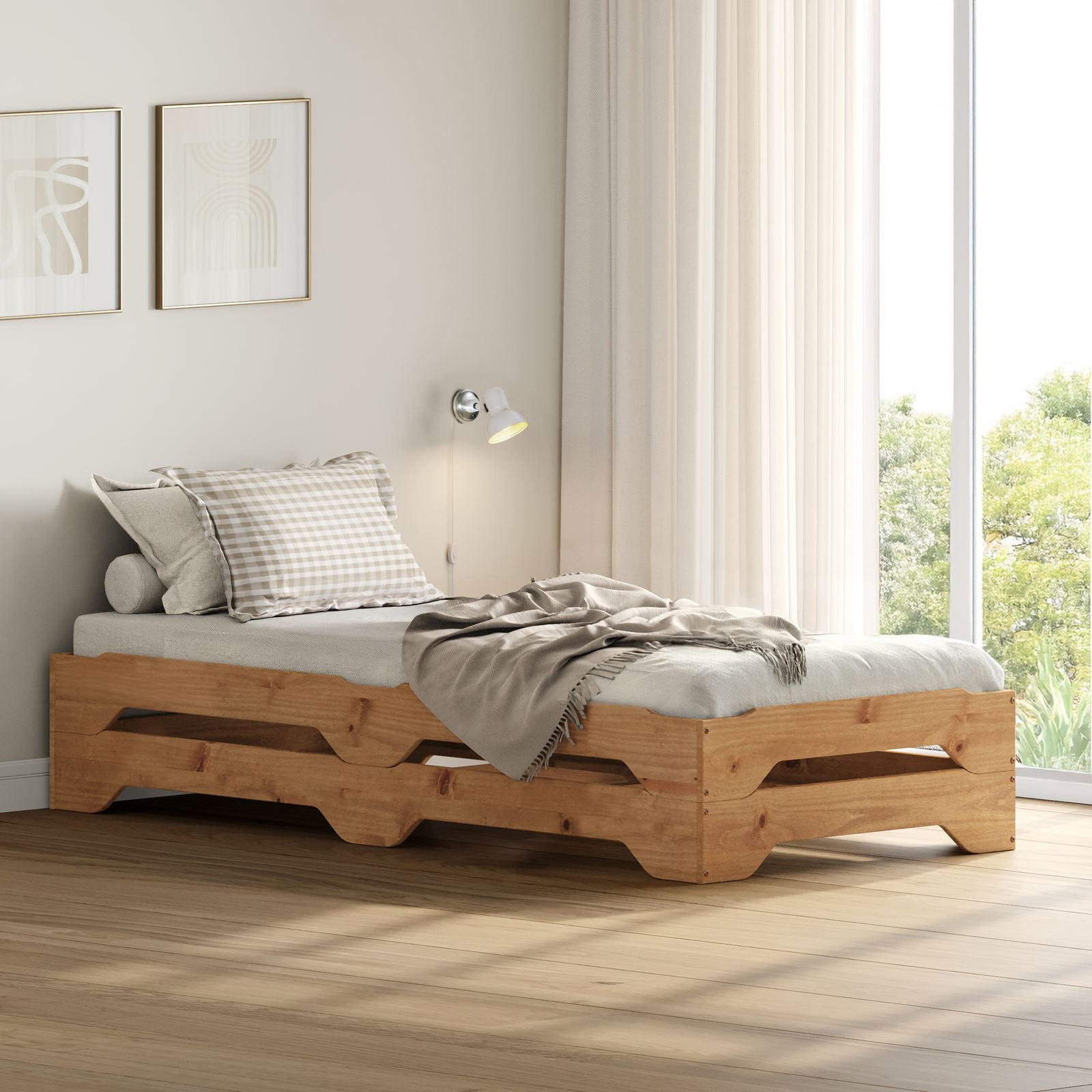 STAPELBETT RONNY 90X200 CM - Eichefarben, Holz (90/200cm) - IDIMEX