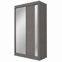 KLEIDERSCHRANK Gloria 120 cm Graphit Spiegel 2 Schubl. Griffe silber - Graphitfarben, Holzwerkstoff (120/216/61cm) - KS Home Concept