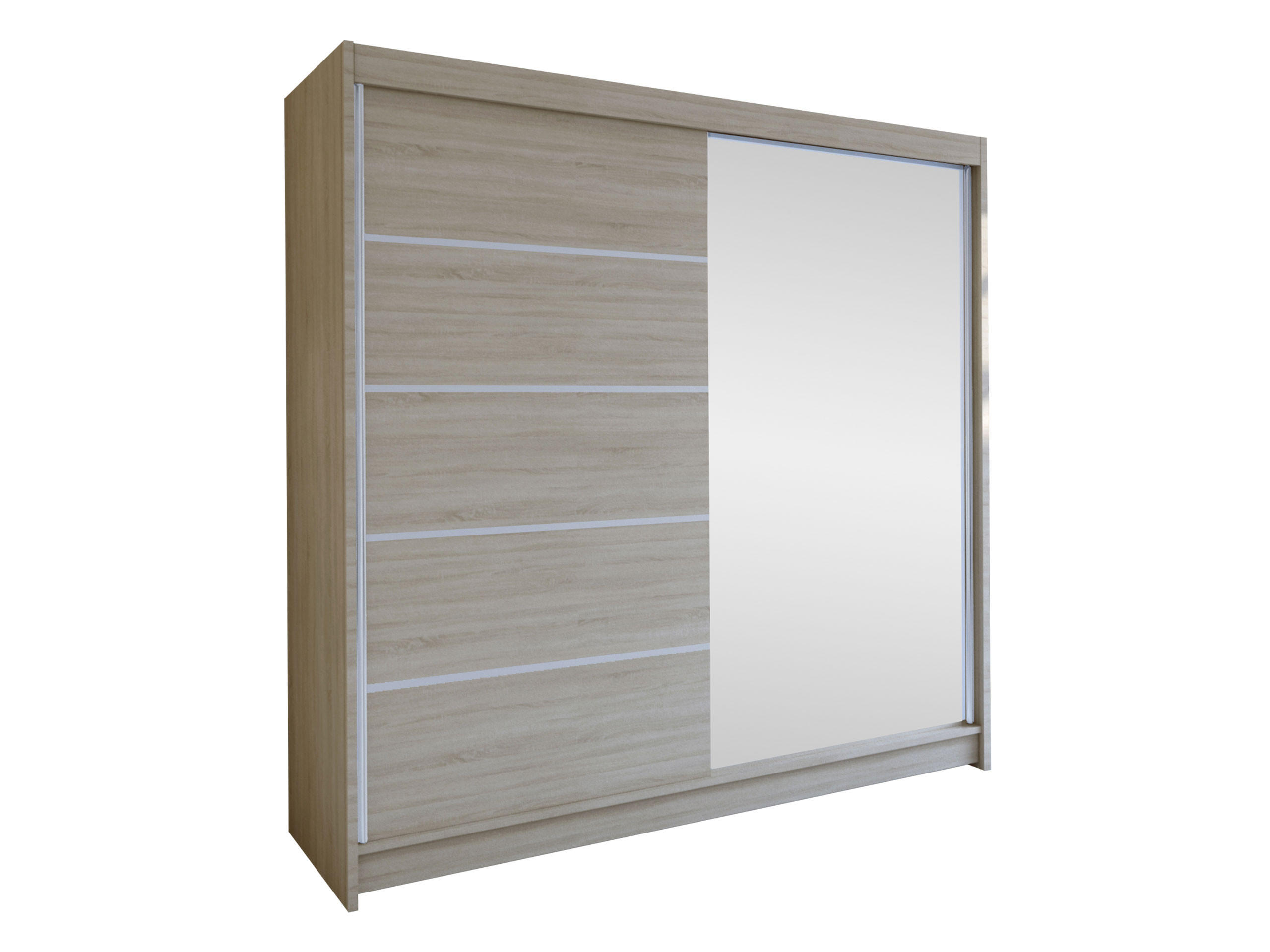 SCHWEBETÜRENSCHRANK Talin III - Kaschmir/Silberfarben, Holzwerkstoff/Metall (180/215/58cm) - MIRJAN24