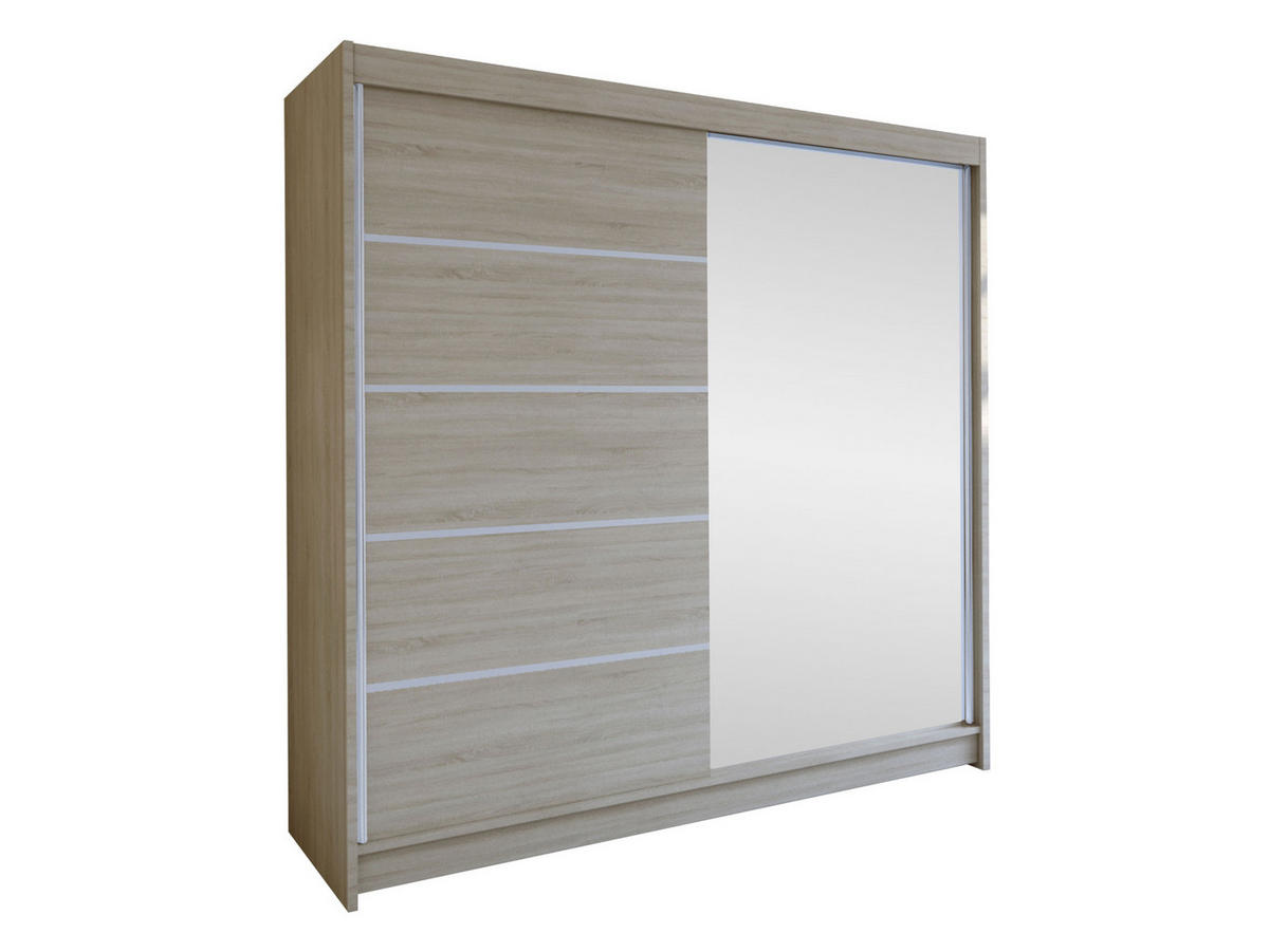 SCHWEBETÜRENSCHRANK Talin III - Kaschmir/Silberfarben, Holzwerkstoff/Metall (180/215/58cm) - MIRJAN24