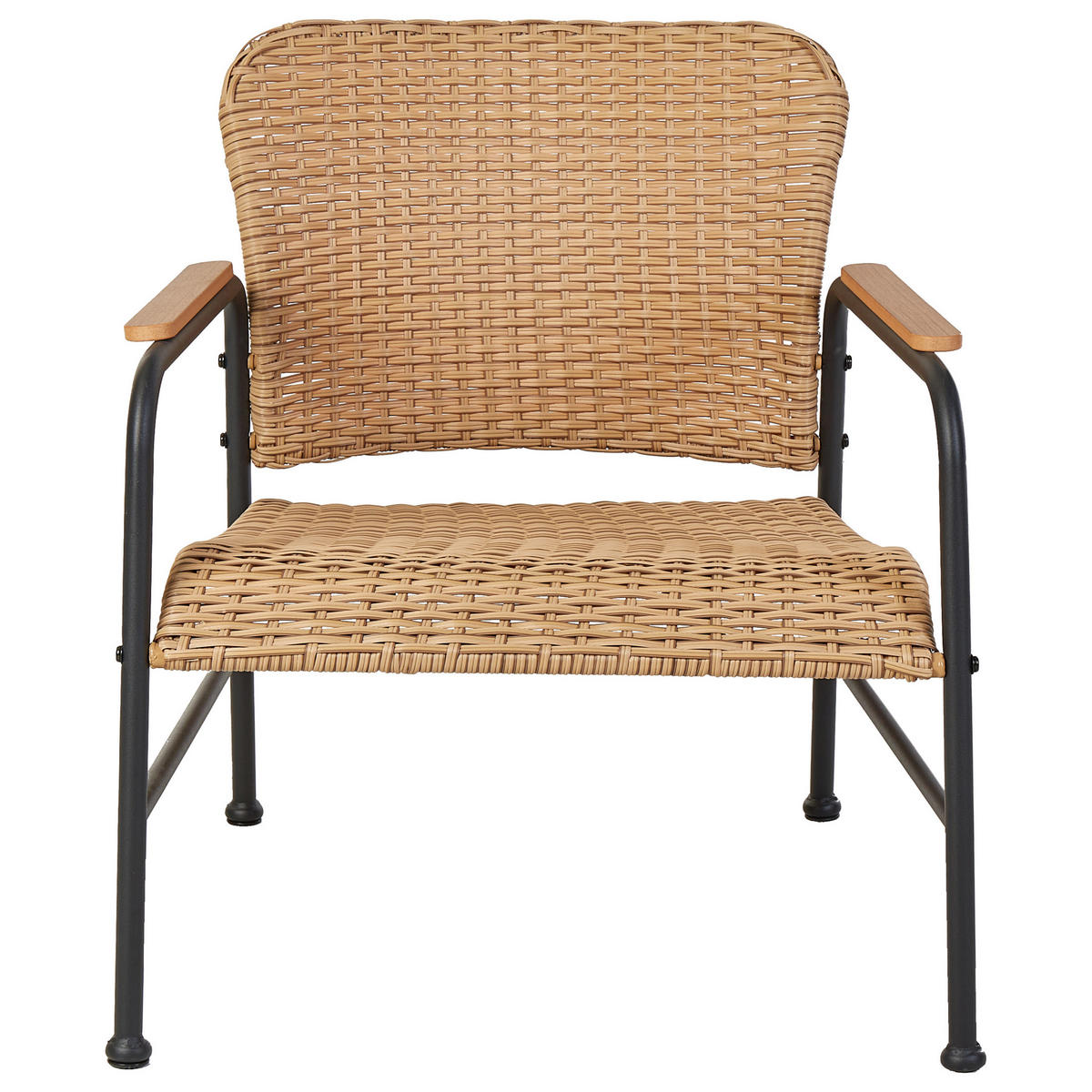 GARTENLOUNGE 4-Sitzer Naturfarben Ofanto - Schwarz/Naturfarben, Kunststoff - Beliani