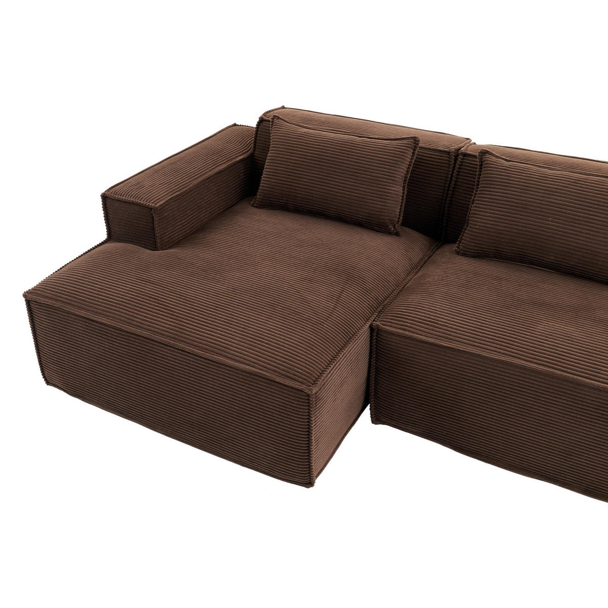 ECKSCHLAFSOFA L-/U-/2-er Sofa mit Schlaffunktion,Modulsofa,Cord,Braun - Braun, Textil (129/233cm) - LVHOM