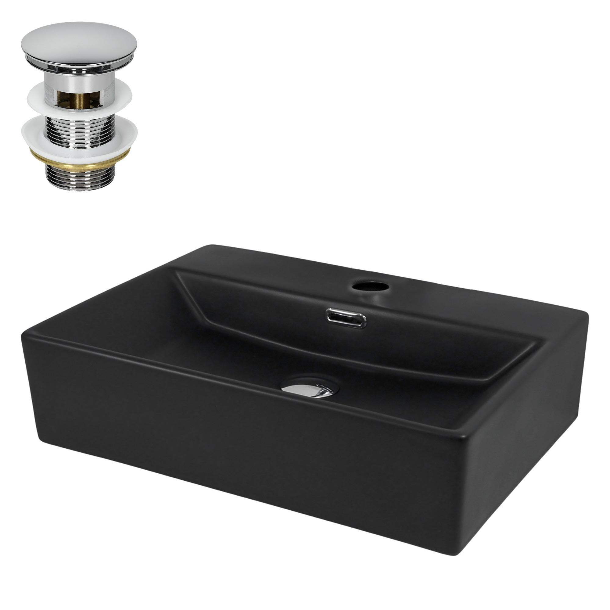 WASCHBECKEN - Schwarz, Keramik (36/13/51.5cm) - ML-DESIGN
