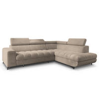ECKSOFA MORIVA Q R-S Beige Boucle-Stoff mit Schlaffunktion - Beige, Holzwerkstoff/Textil (253/190cm) - MASSENO
