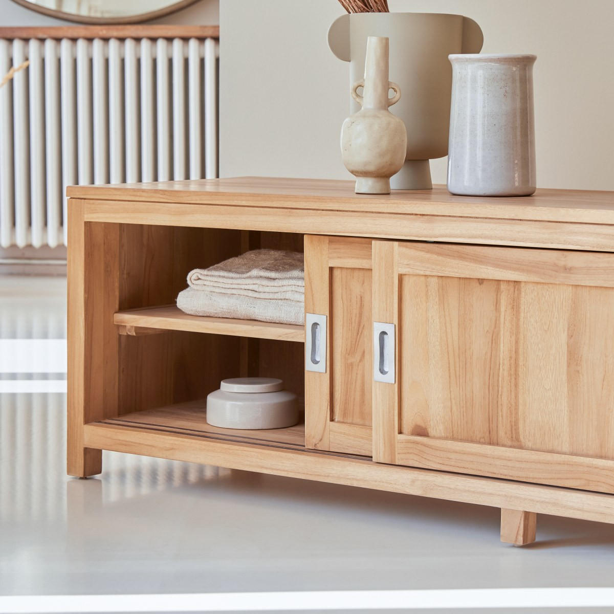 TV-SCHRANK Coffee Tek Natur aus Teak - Naturfarben, Holz (180/50/50cm) - Tikamoon