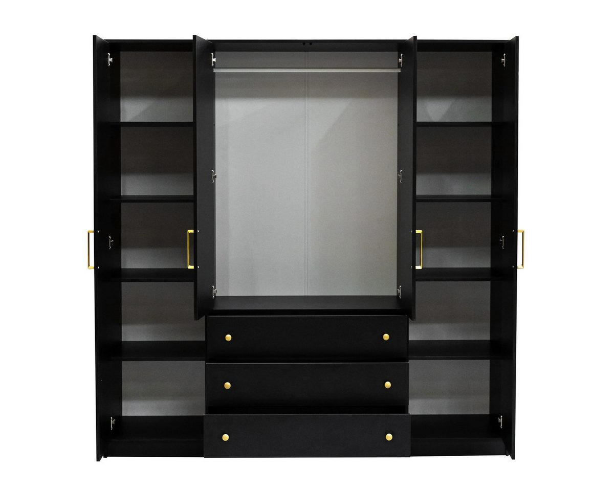 DREHTÜRENSCHRANK SEATTLE 196/200/58 cm in Schwarz - Schwarz, Holzwerkstoff (196/200/58cm) - Deine Möbel 24