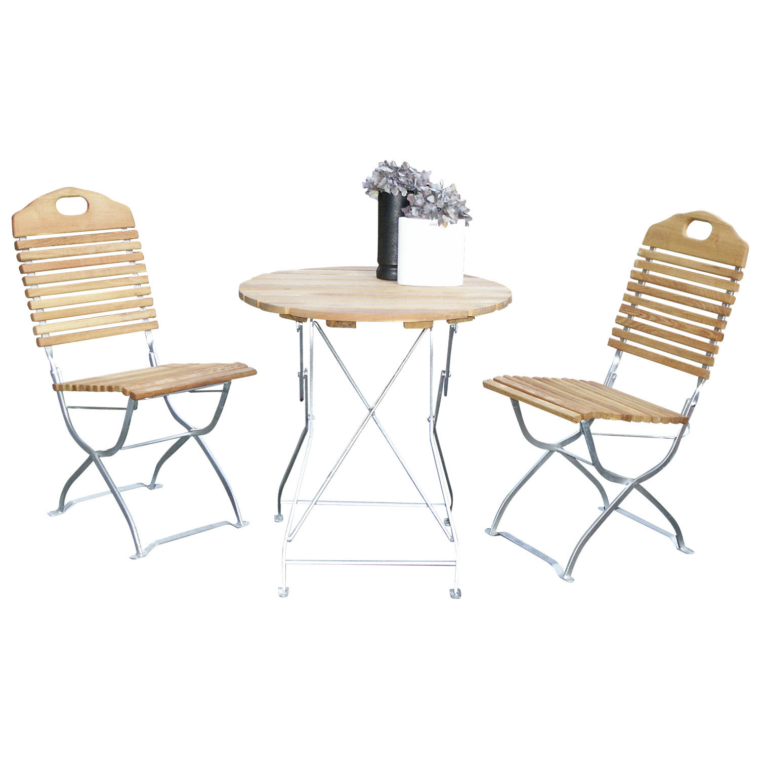 GARTEN-GARNITUR Bad Belzig 3-teilig aus Robinienholz, Stahlgestell Verzinkt - Braun, Holz - TPFGarden