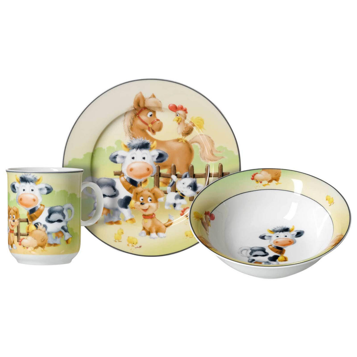 KINDERGESCHIRR MIT BESTECK Hoftiere bunt - Multicolor, Keramik (1/1/1cm) - Ritzenhoff Breker