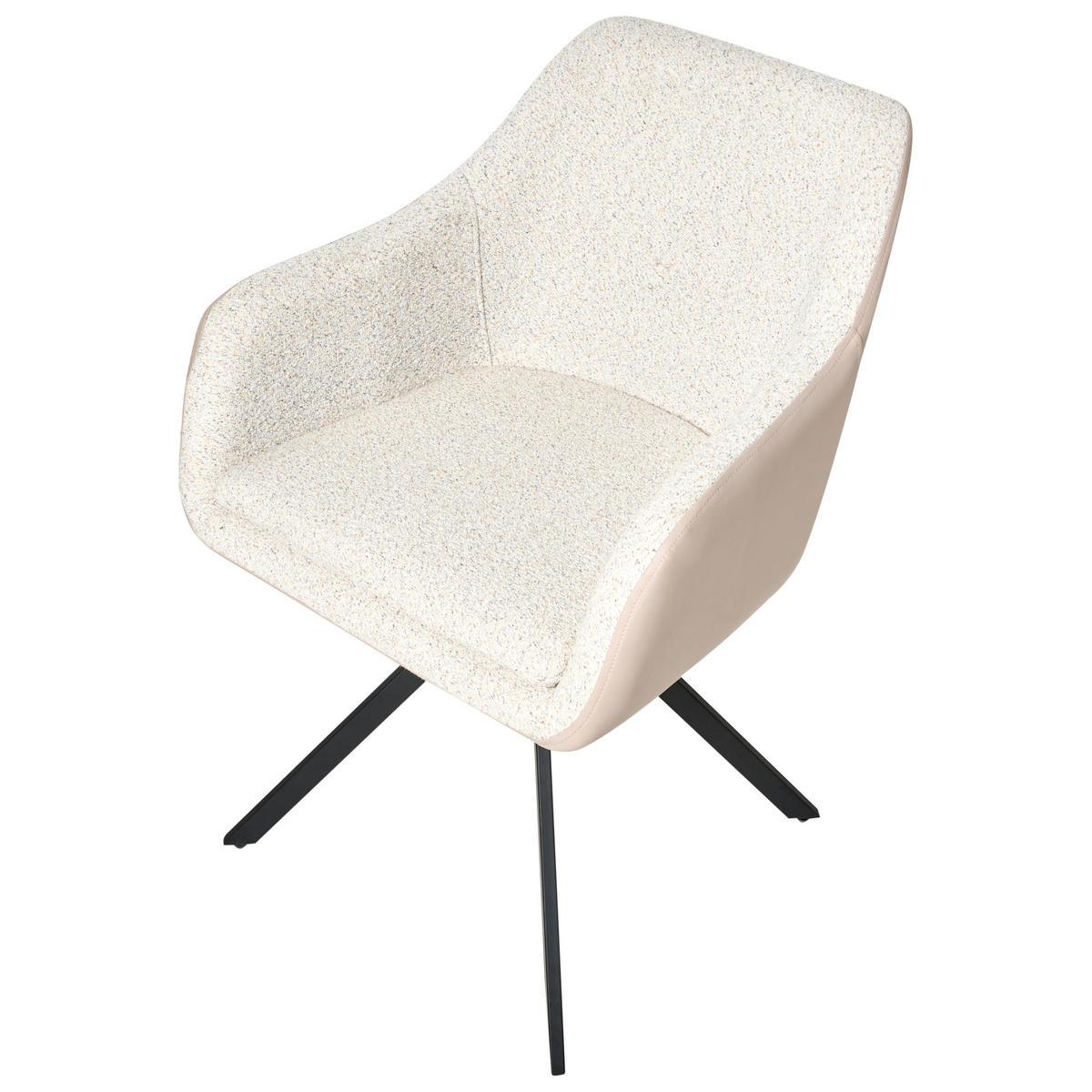 ESSZIMMERSTUHL 2er-Set Hellbeige Lithia - Beige/Schwarz, Textil (58/86/63cm) - Beliani