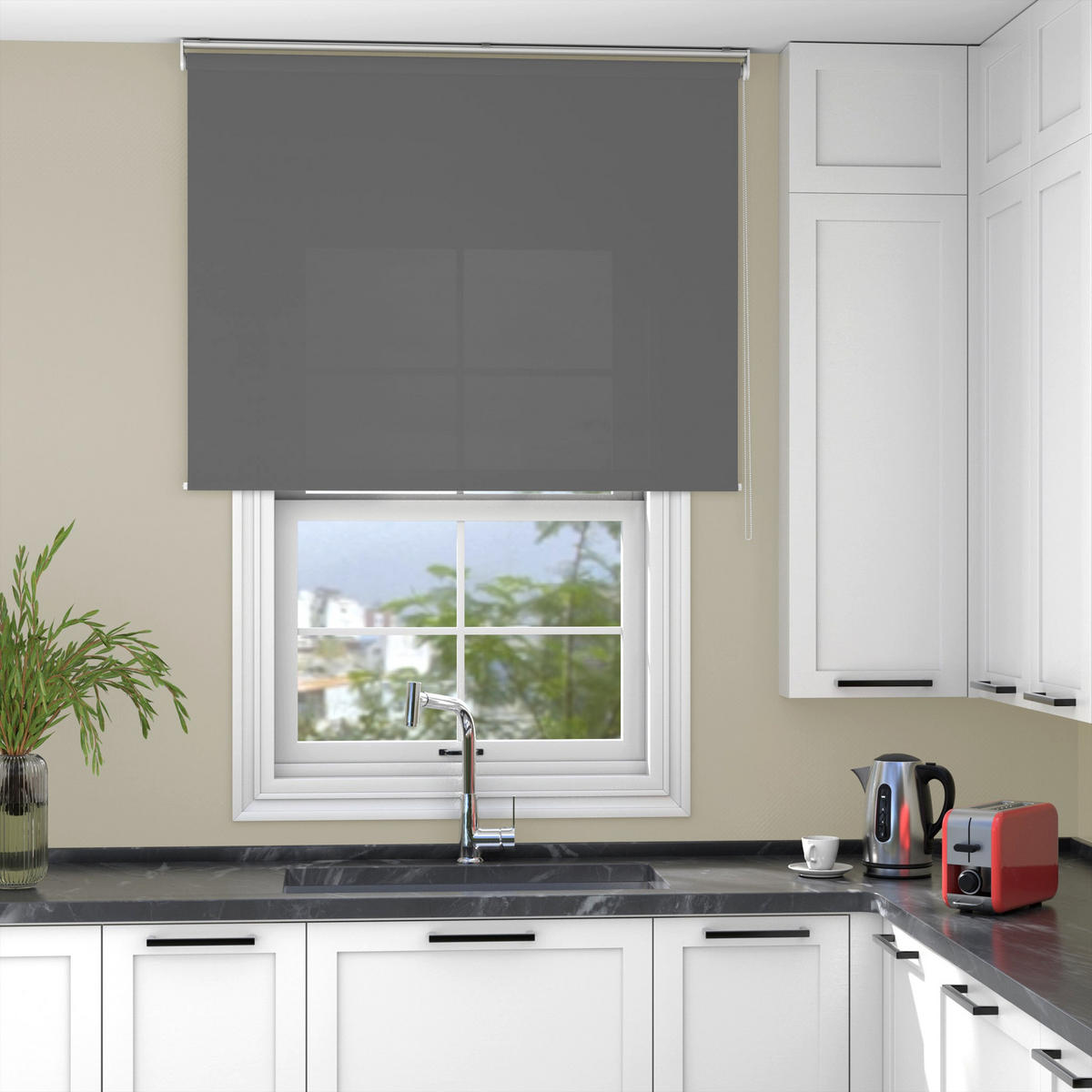 ROLLO blickdicht - Dunkelgrau, Textil (110/150cm) - Deco-Raum