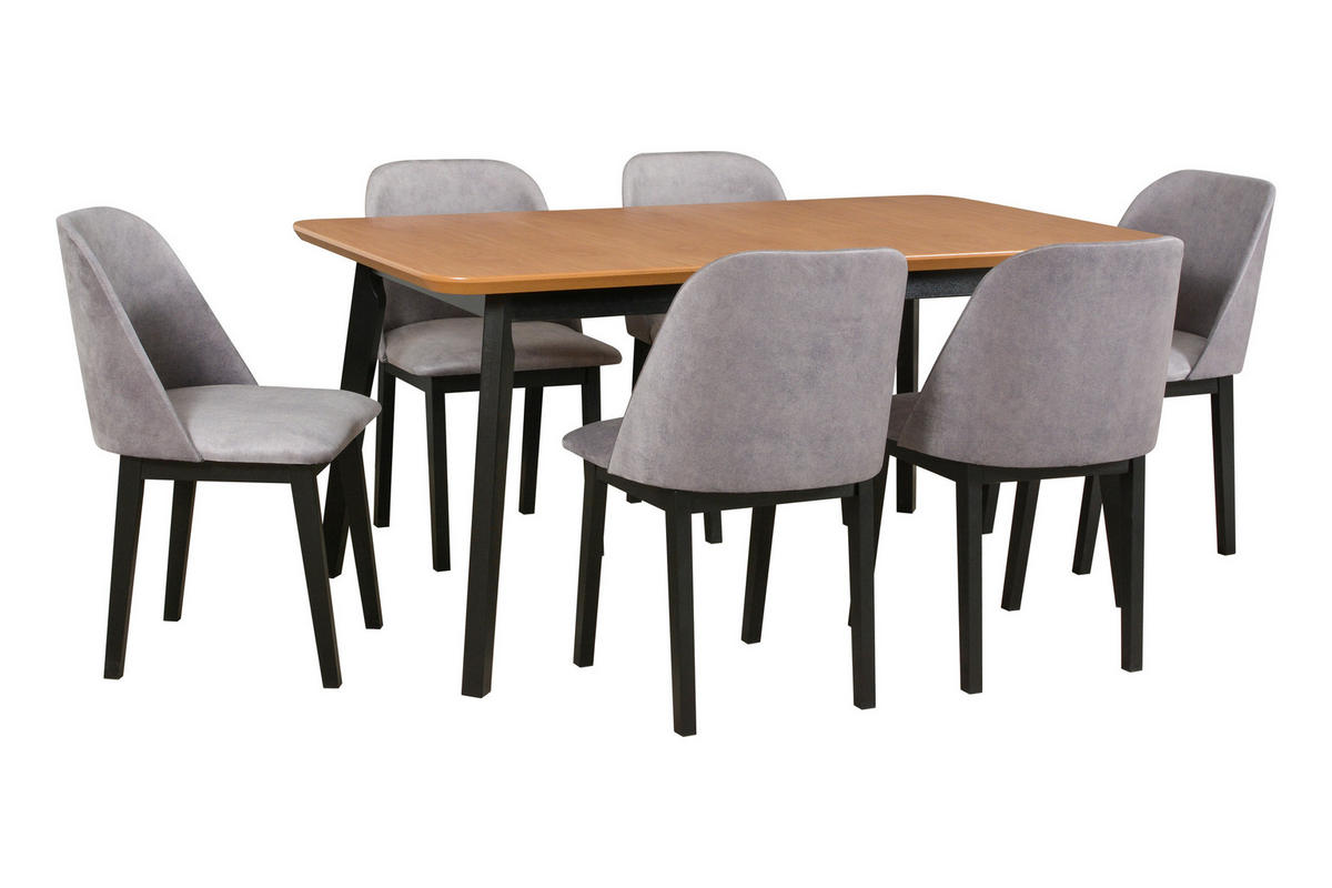 STUHL 2er Set MONTI 1 schwarz - Hellgrau/Schwarz, Holz (45/82/45cm) - Leaf Design
