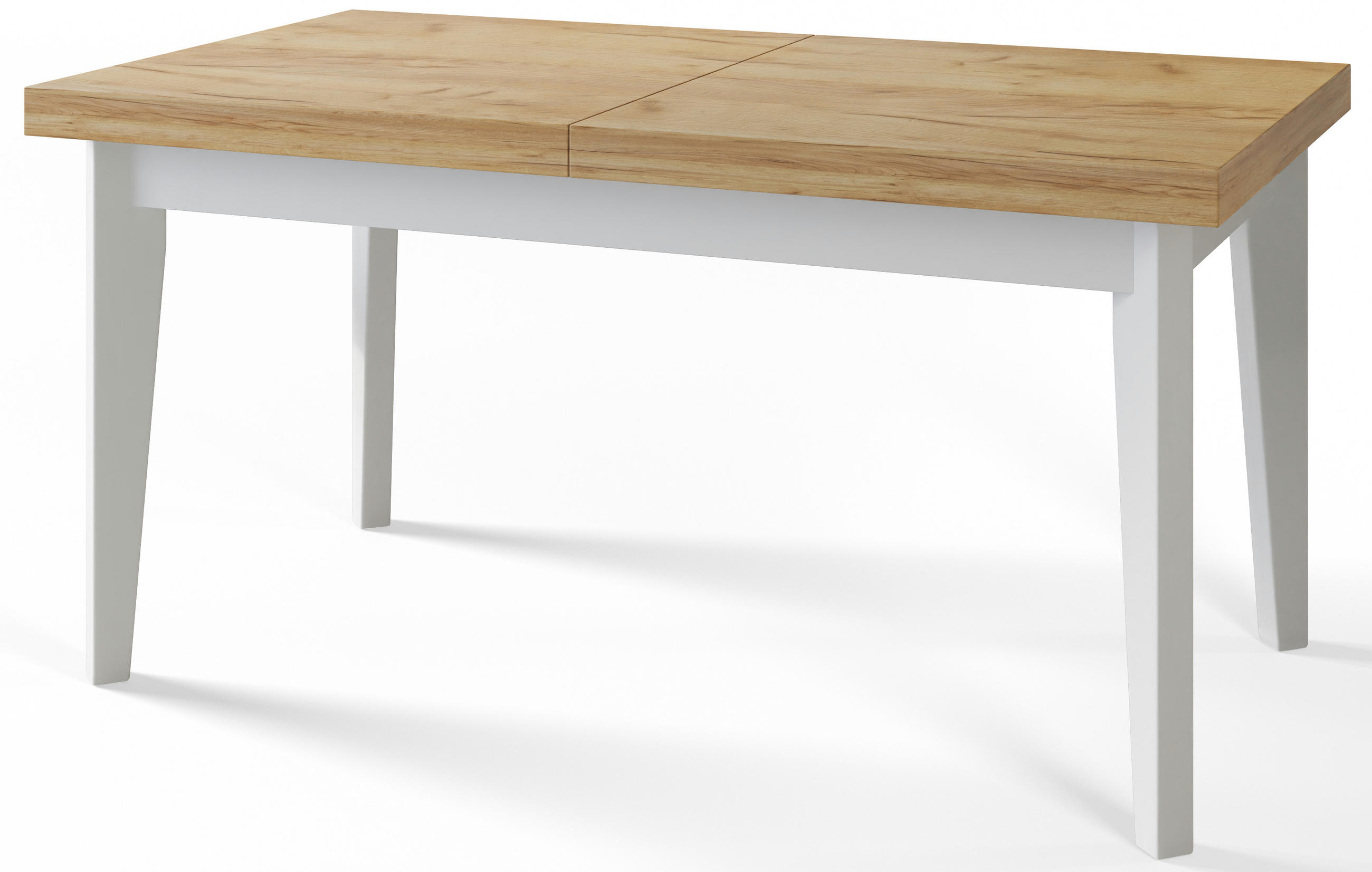 ESSZIMMERTISCH SKANDI, ausziehbarer Tisch: 200-300X100X78 cm, Farbe: CRAFT, mit Holzbeinen in Farbe Weiß - Weiß/Braun, Holzwerkstoff (200/100/78cm) - Alpi-Möbel