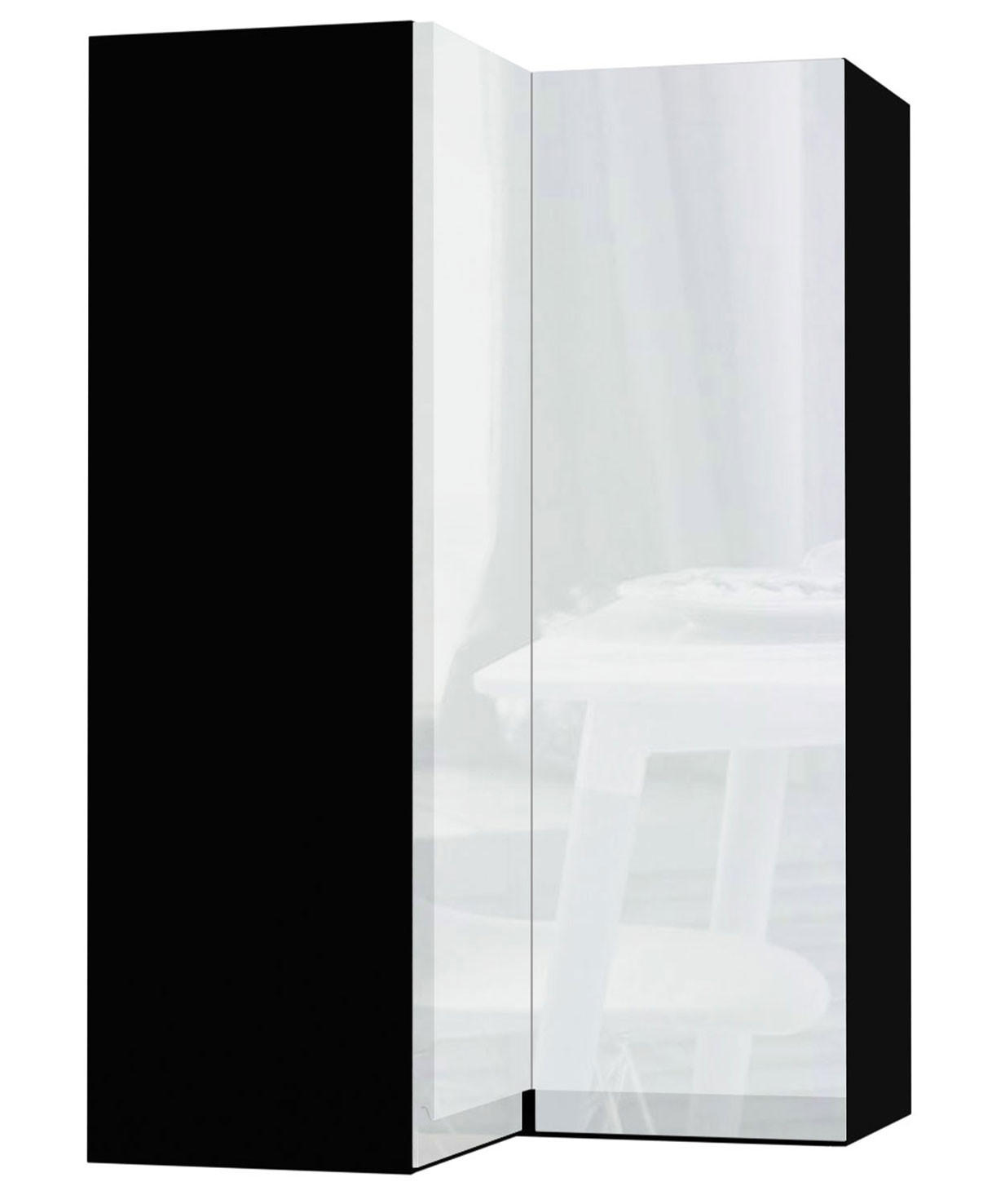 Feldmann-Wohnen Eckhängeschrank Weiß Hochglanz, Schwarz 60x96x60 cm