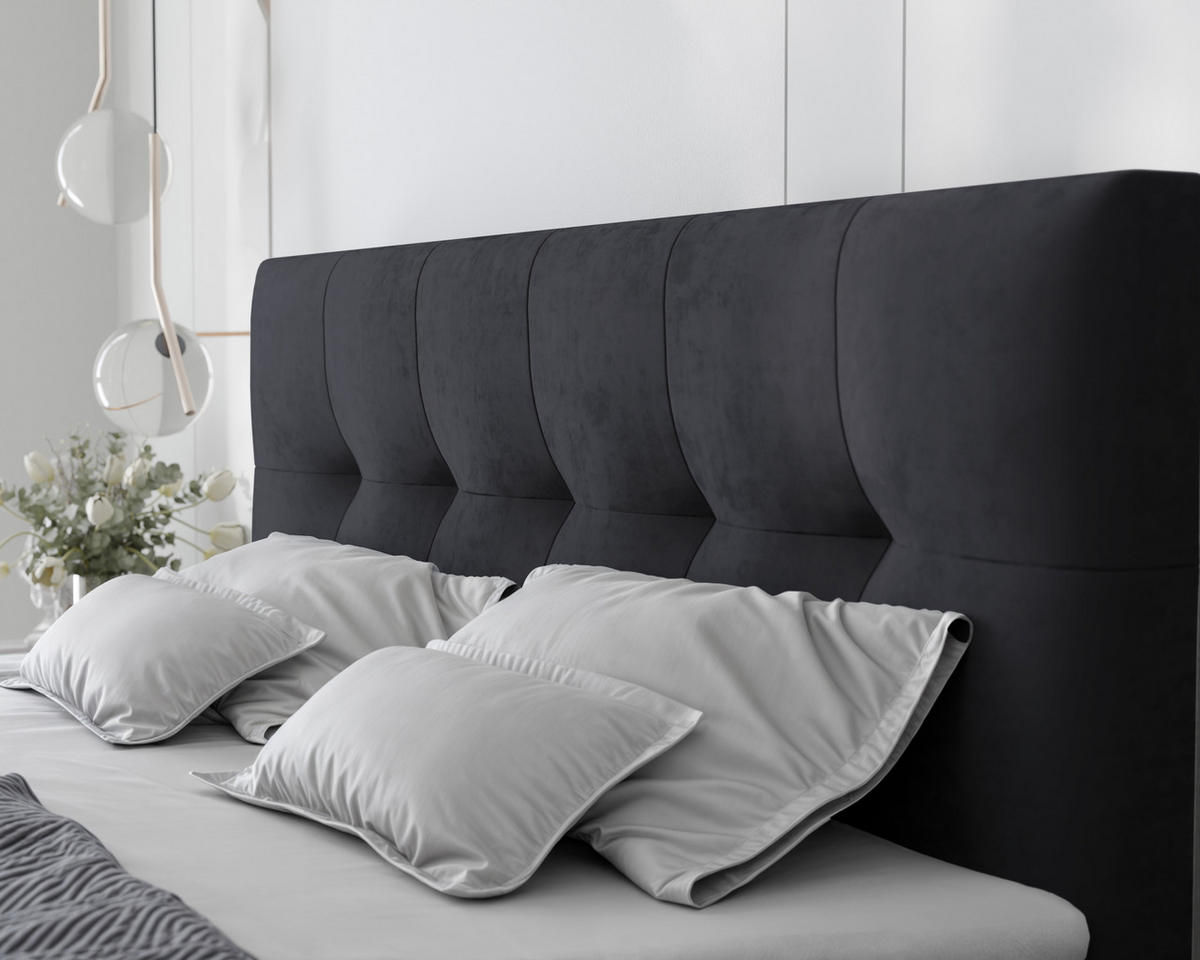 BOXBETT RENZO 200/200 cm mit Matratze und Topper, Schwarz - Schwarz, Holzwerkstoff/Textil (200/200cm) - Idohome