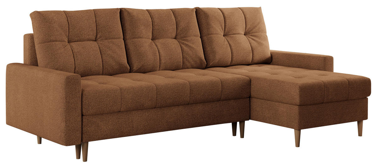 ECKSOFA Colin Struktur Orange - Orange/Braun, Holz/Textil (220/140cm) - MKS