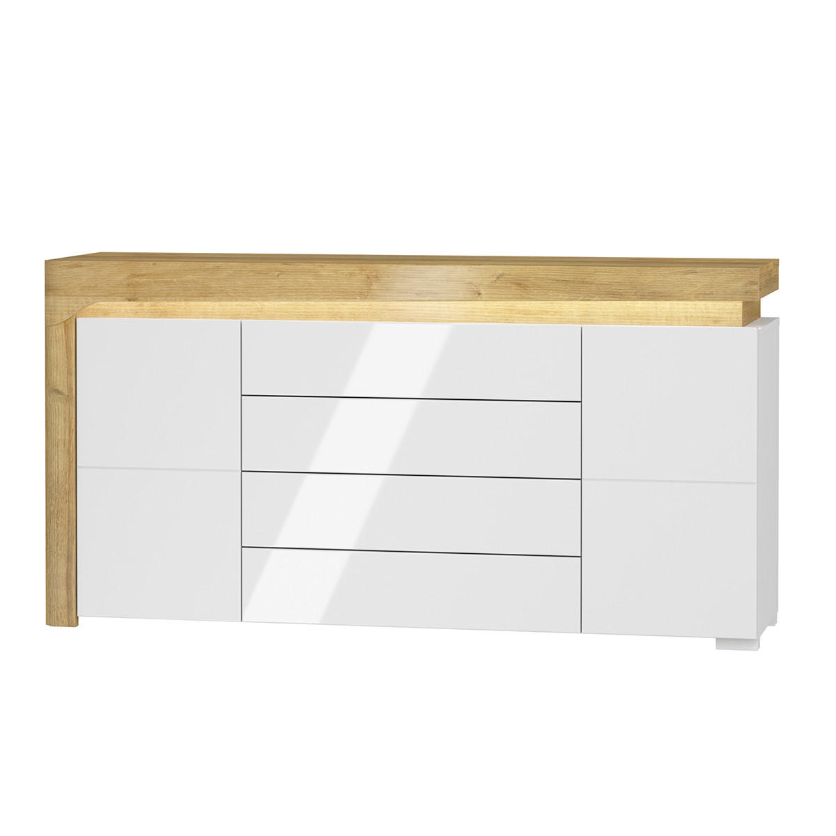 SIDEBOARD Teo Weiß und Holz - Weiß, Holzwerkstoff (158/82/43cm) - Petits-meubles