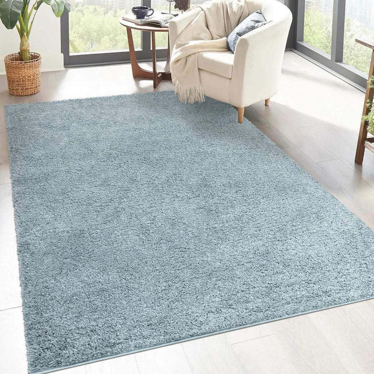 HOCHFLOR-TEPPICH City Shaggy 500 Türkis 200x200 cm - Türkis, Textil (200/200cm) - carpet city