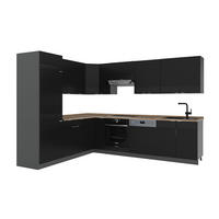 KUHINJA U OBLIKU SLOVA L Fame-Line Crna Prugasta/Antracit 287 x 60 + , RP Hrast - crna/antracit, drvni materijal (287/81.6/60cm) - Vicco