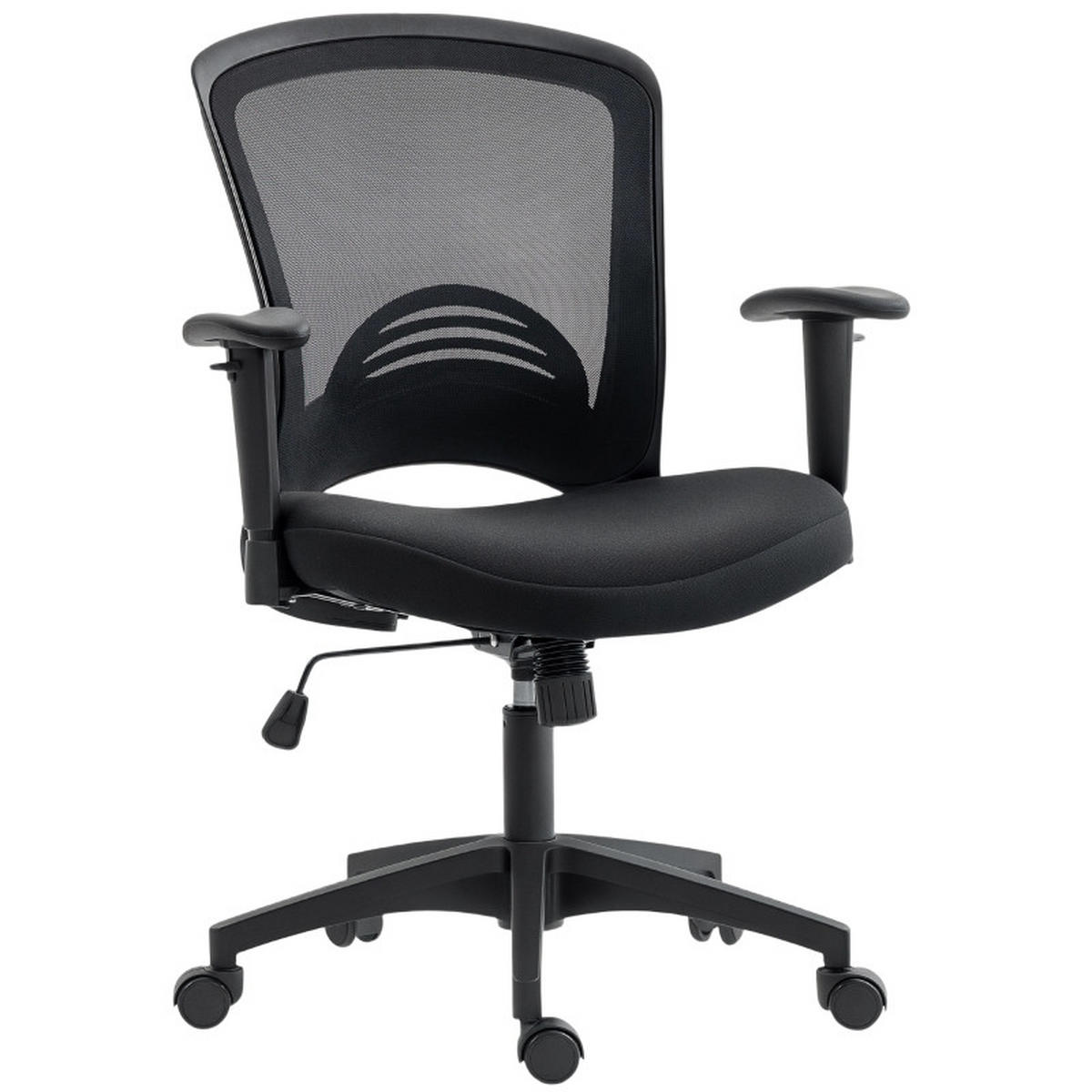 DREHSTUHL 65/59/92,5-102,5 cm, atmungsaktiver Netzrücken, höhenverstellbar und drehbar, Schwarz - Schwarz, Kunststoff (59/102.5/65cm) - Redom