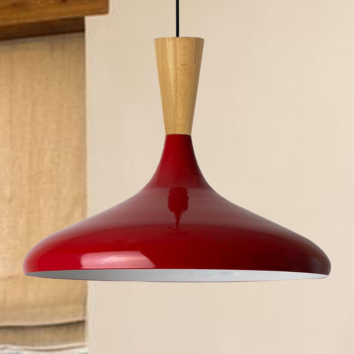 PENDELLEUCHTE Champion Holz 35/30 cm - Rot, Metall (35/30cm) - Bamyum