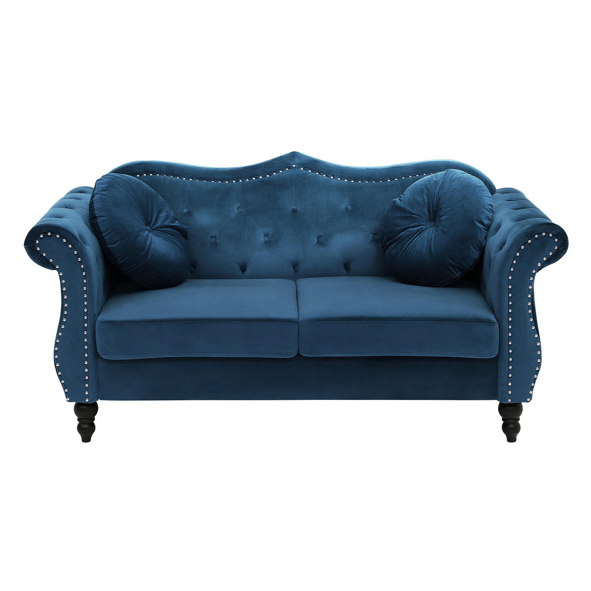 5-SITZER SOFA SET Samtstoff Blau Skien - Blau, Textil (200/91/83cm) - Beliani