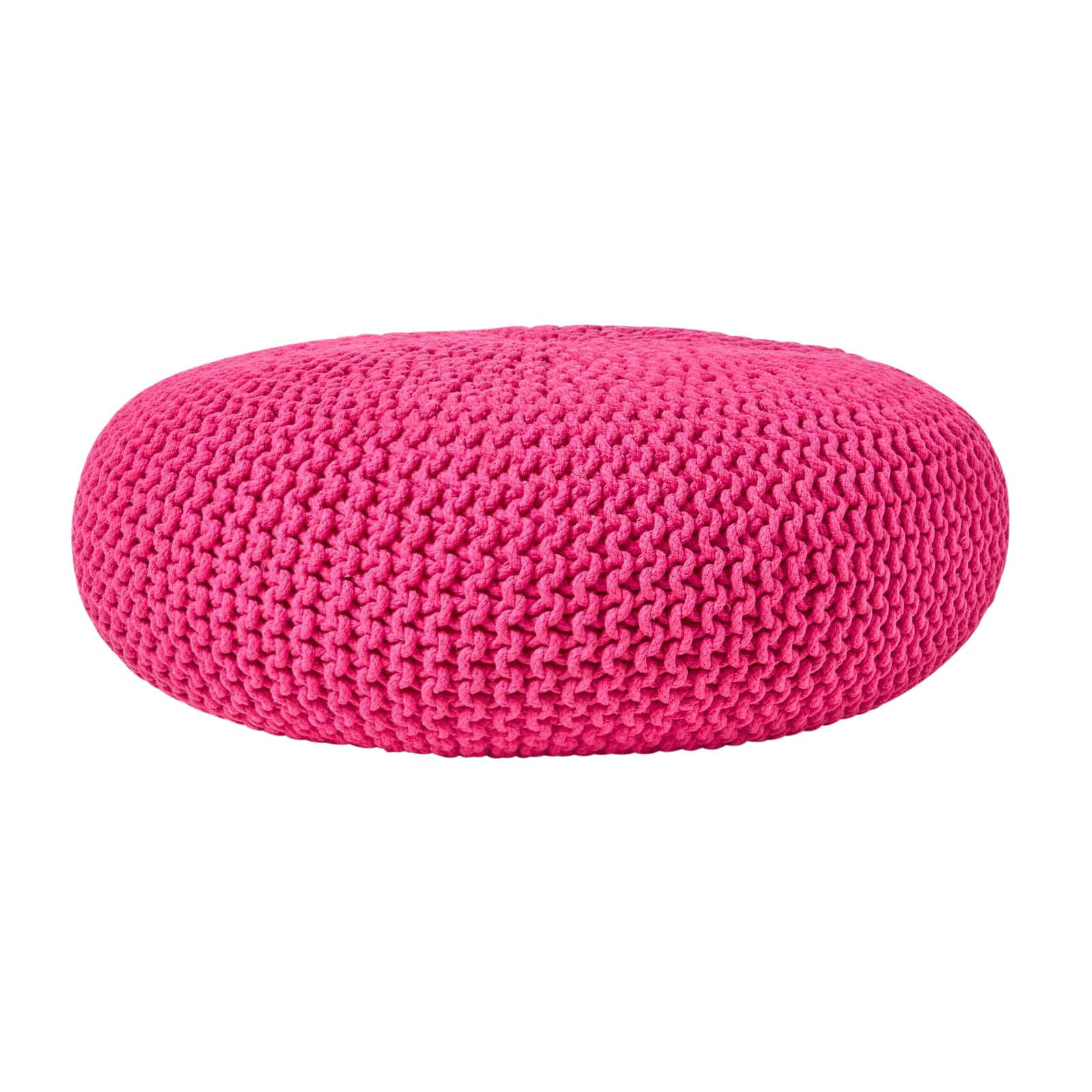 STRICK-POUF pink, Bodenkissen rund 70/70/23 cm - Pink, Textil (70/23/70cm) - Homescapes