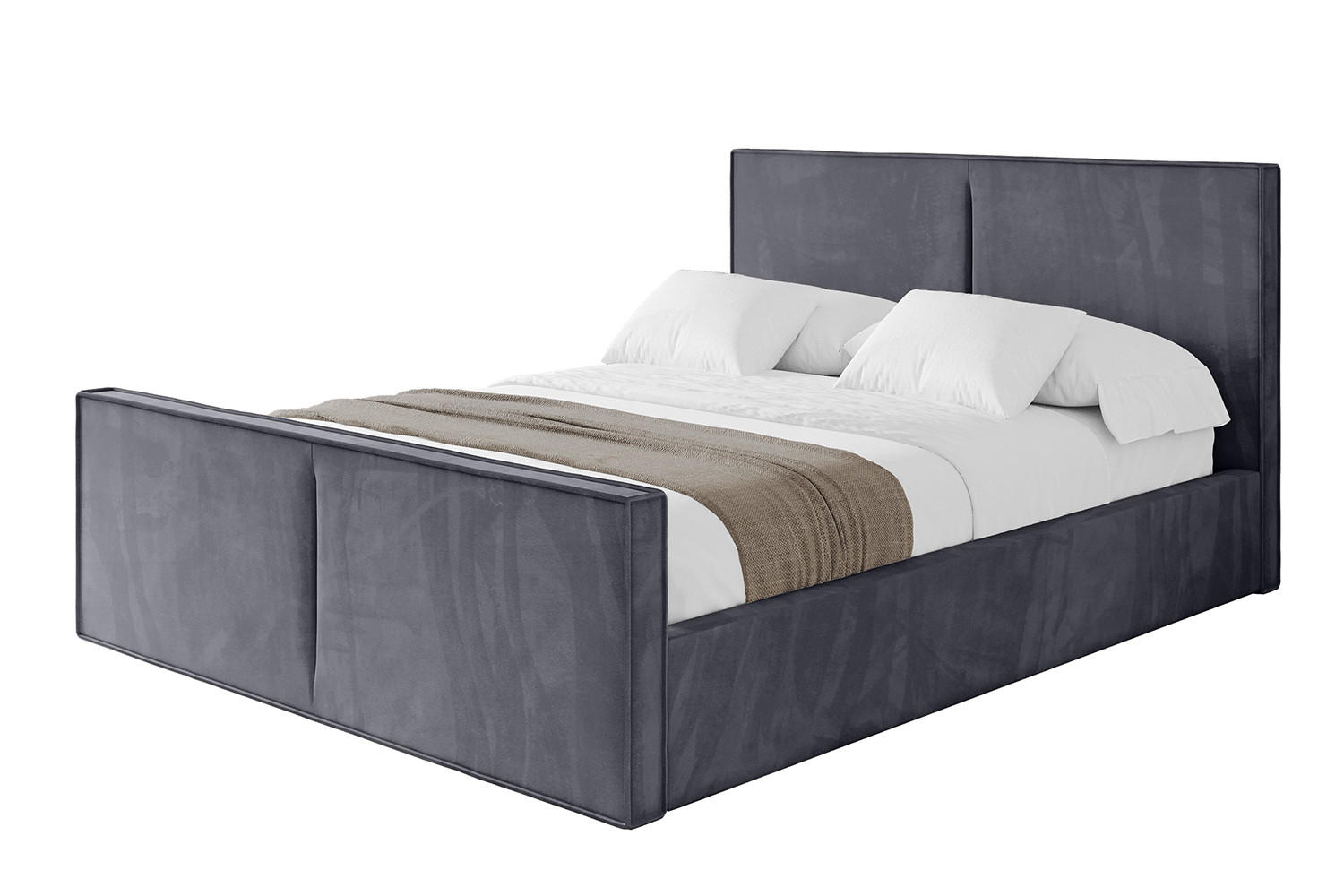 POLSTERBETT mit Bettkasten, Fußteil und Lattenrost, Boxbett mit Matratze H3/H4 - VANTO-Z 120x200 Dunkelgrau - Dunkelgrau, Holzwerkstoff/Textil (120/200cm) - ALTDECOR