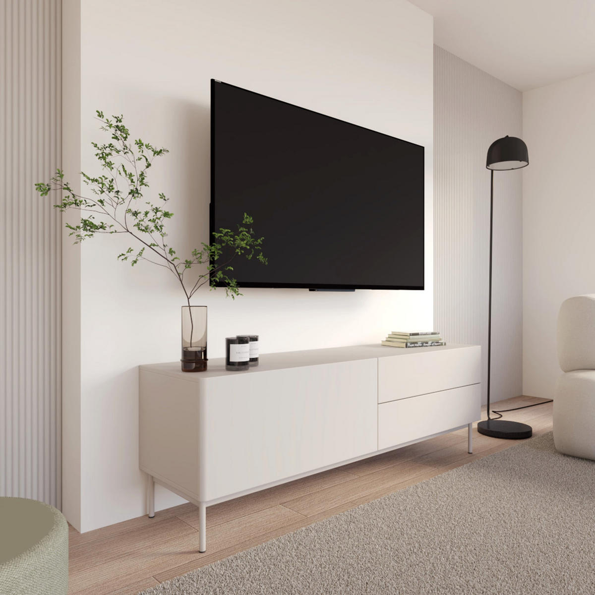 TV-STOLEK Olio Kašmír 160 cm - kašmírová, kov/kompozitní dřevo (160/52/38.6cm) - Selsey