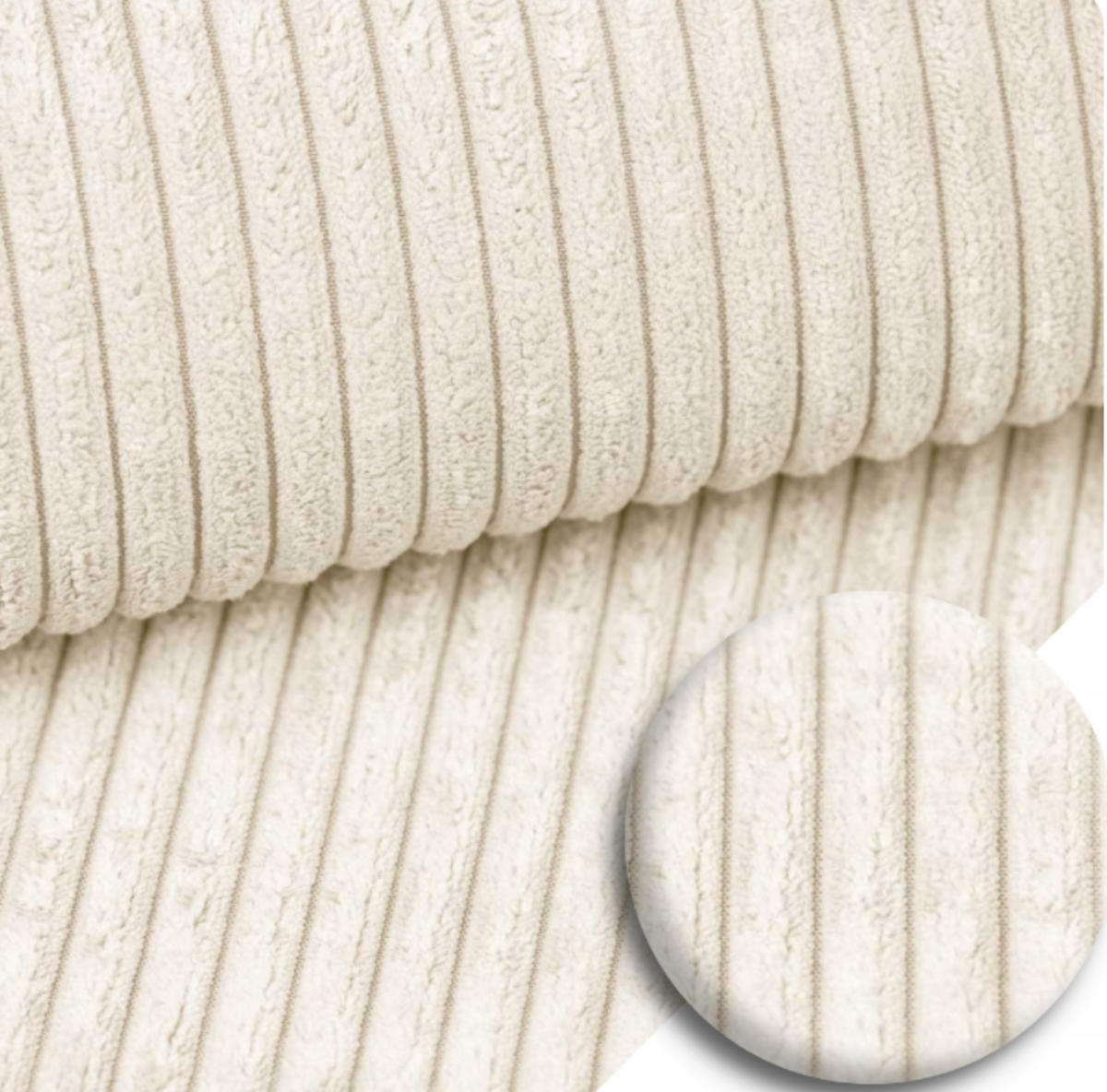 ECKSOFA Cord 300 x 200 cm Creme mit Schlaffunktion - Creme, Textil (300/200cm) - SURB