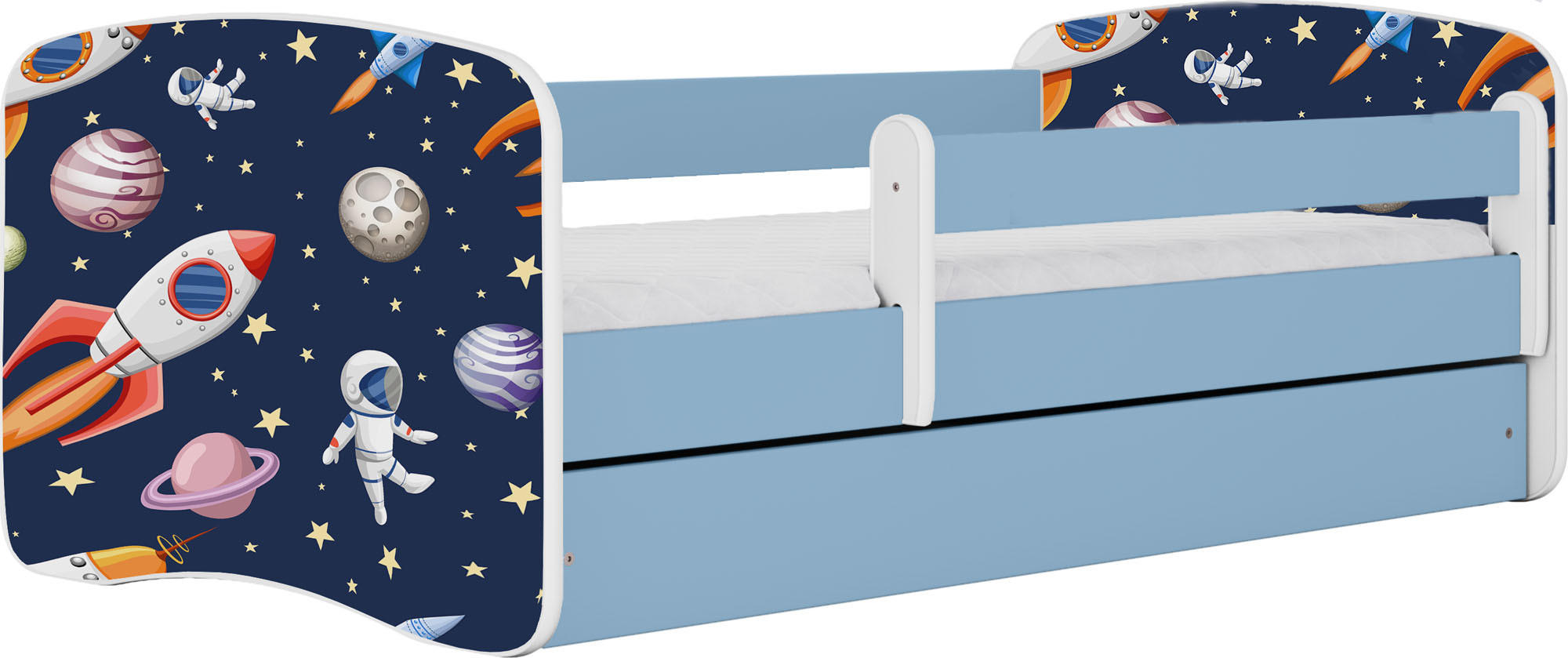 KINDERBETT Emily mit Schublade und Matratze, Blau 70x140 cm - Blau/Dunkelblau, Holzwerkstoff (140/70cm) - WFL GROUP