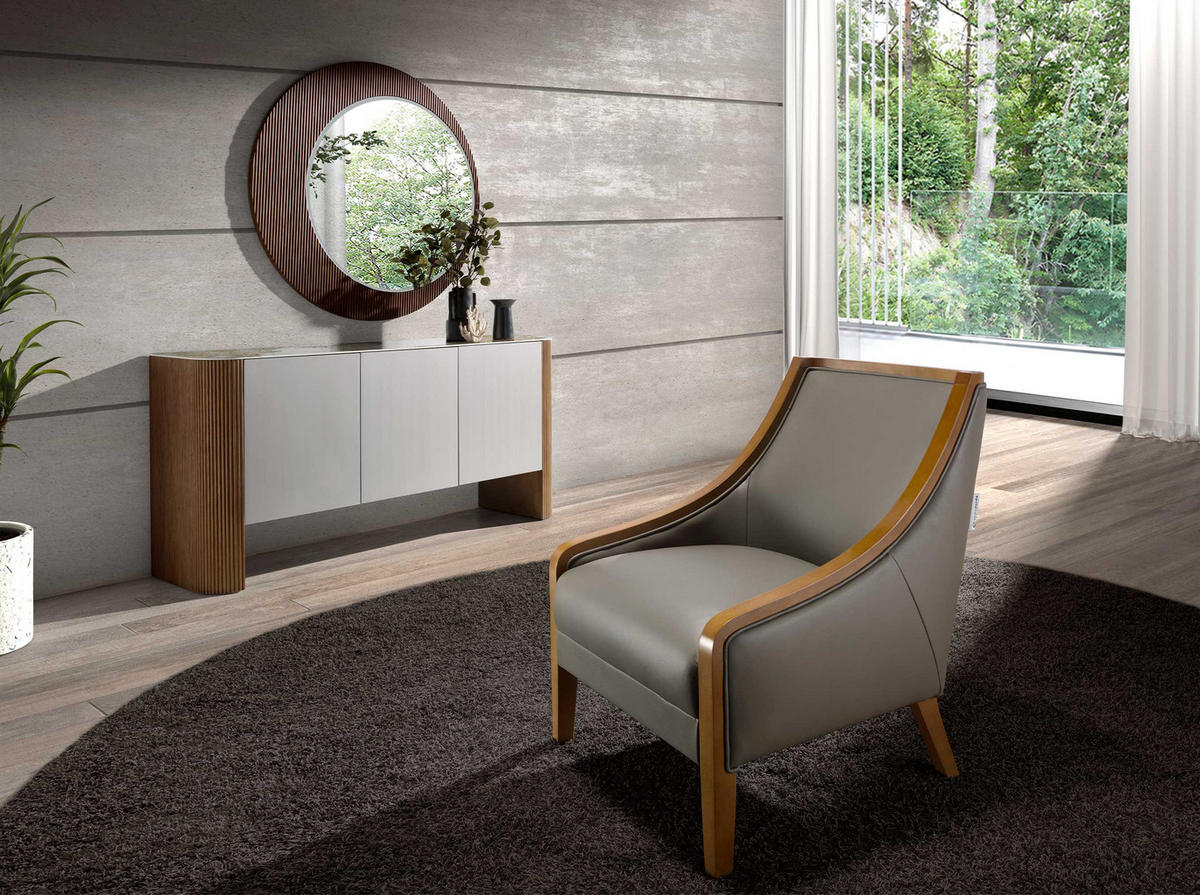 SIDEBOARD Rechteckig Weiß Walnuss Silber 160/45/80 cm - Silberfarben/Walnussfarben, Holz (160/80/45cm) - ANGEL CERDA