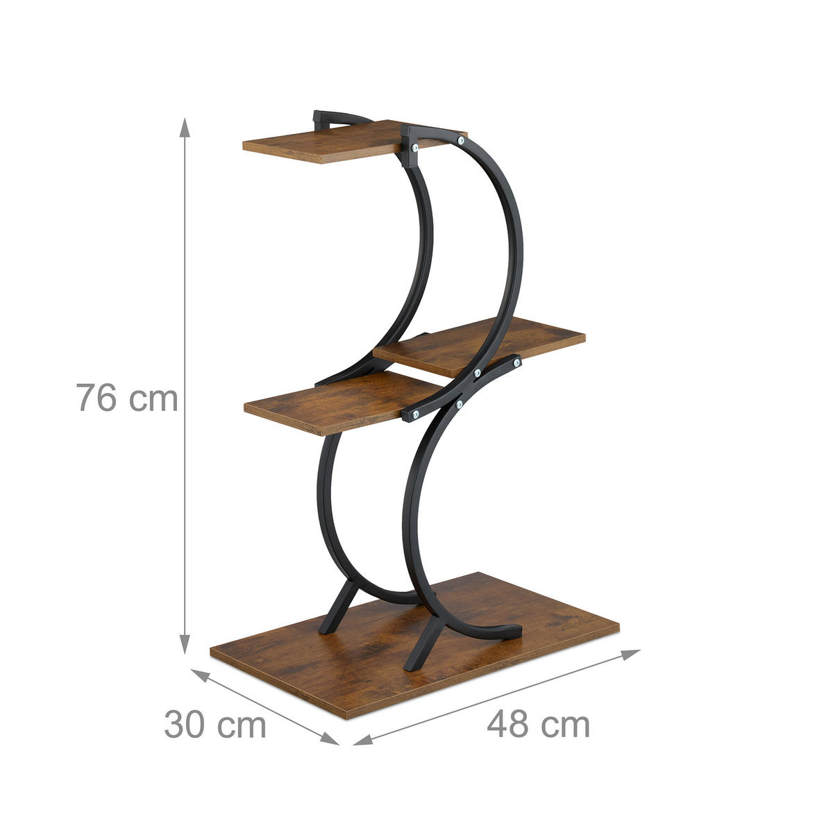 PFLANZENSTÄNDER - Multicolor, Holzwerkstoff/Metall (48/76/30cm) - Relaxdays