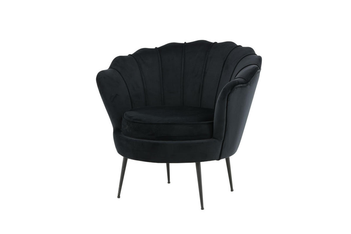 SESSEL Nice Velours Schwarz - Schwarz, Textil/Metall (83/75/76cm) - ebuy24