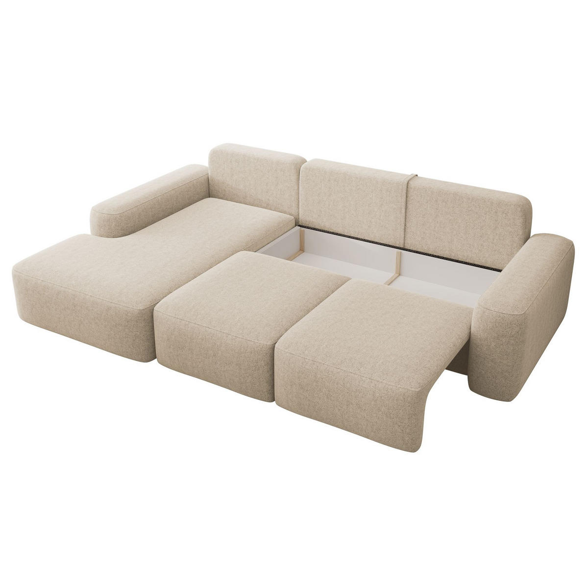 ECKSOFA Carnos mit Ballkissen, Beige Chenille, linksseitig - Beige/Schwarz, Kunststoff/Textil (264/162cm) - Selsey