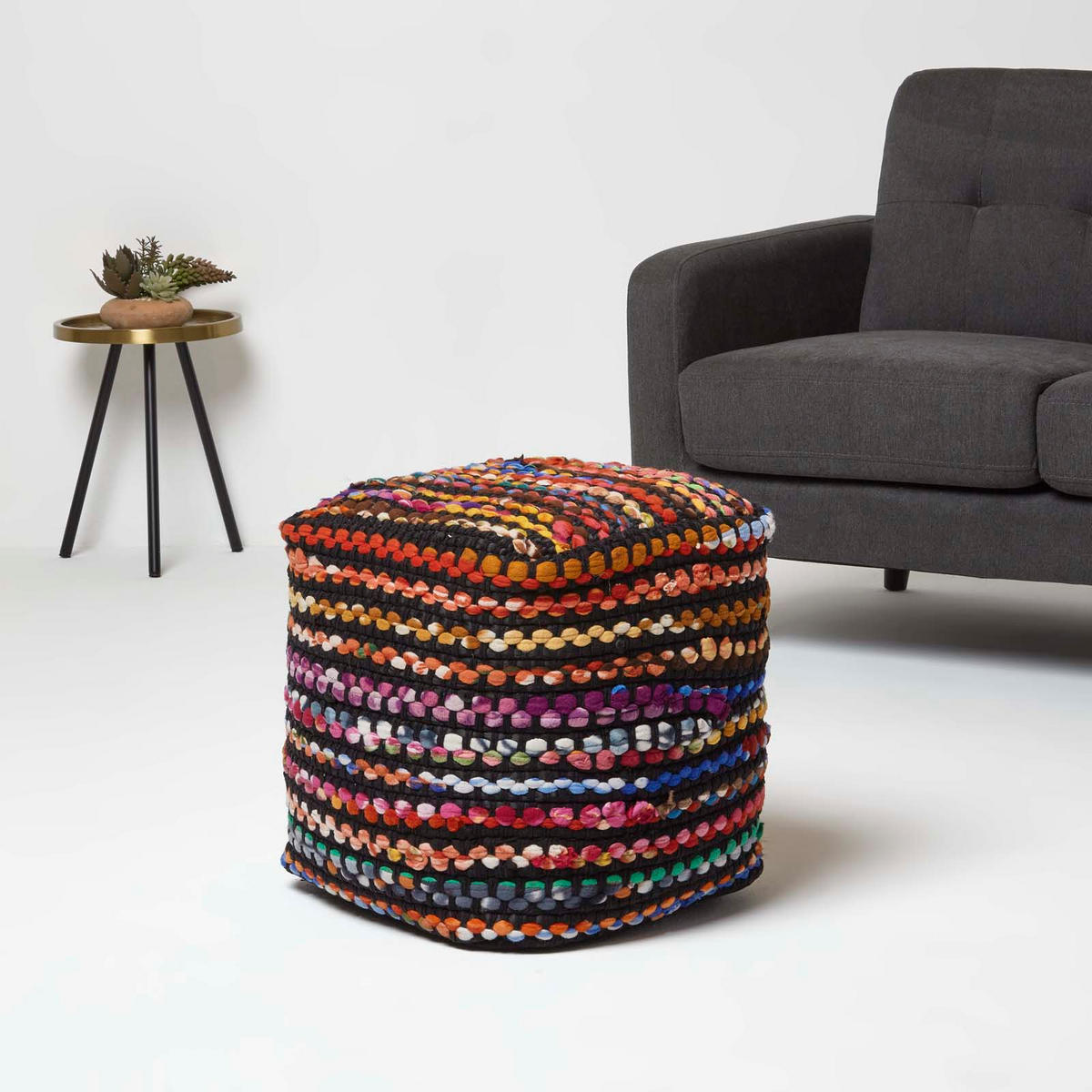 SITZWÜRFEL Folk mit bunten Streifen, 40/40/40 cm - Multicolor, Textil (40/40/40cm) - Homescapes