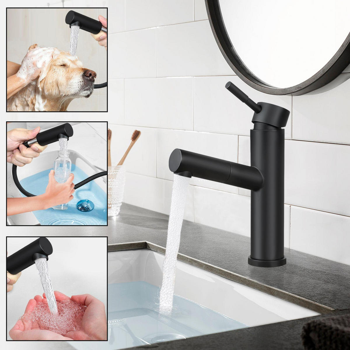 WASCHTISCHARMATUR ZYCT 5/12.5/20 cm - Schwarz, Metall (12.5/20.5/5cm) - ZMH