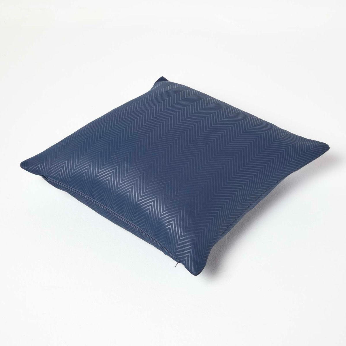 KISSENHÜLLE Fischgrät-Muster 45/45 cm - Dunkelblau, Textil (45/45cm) - Homescapes