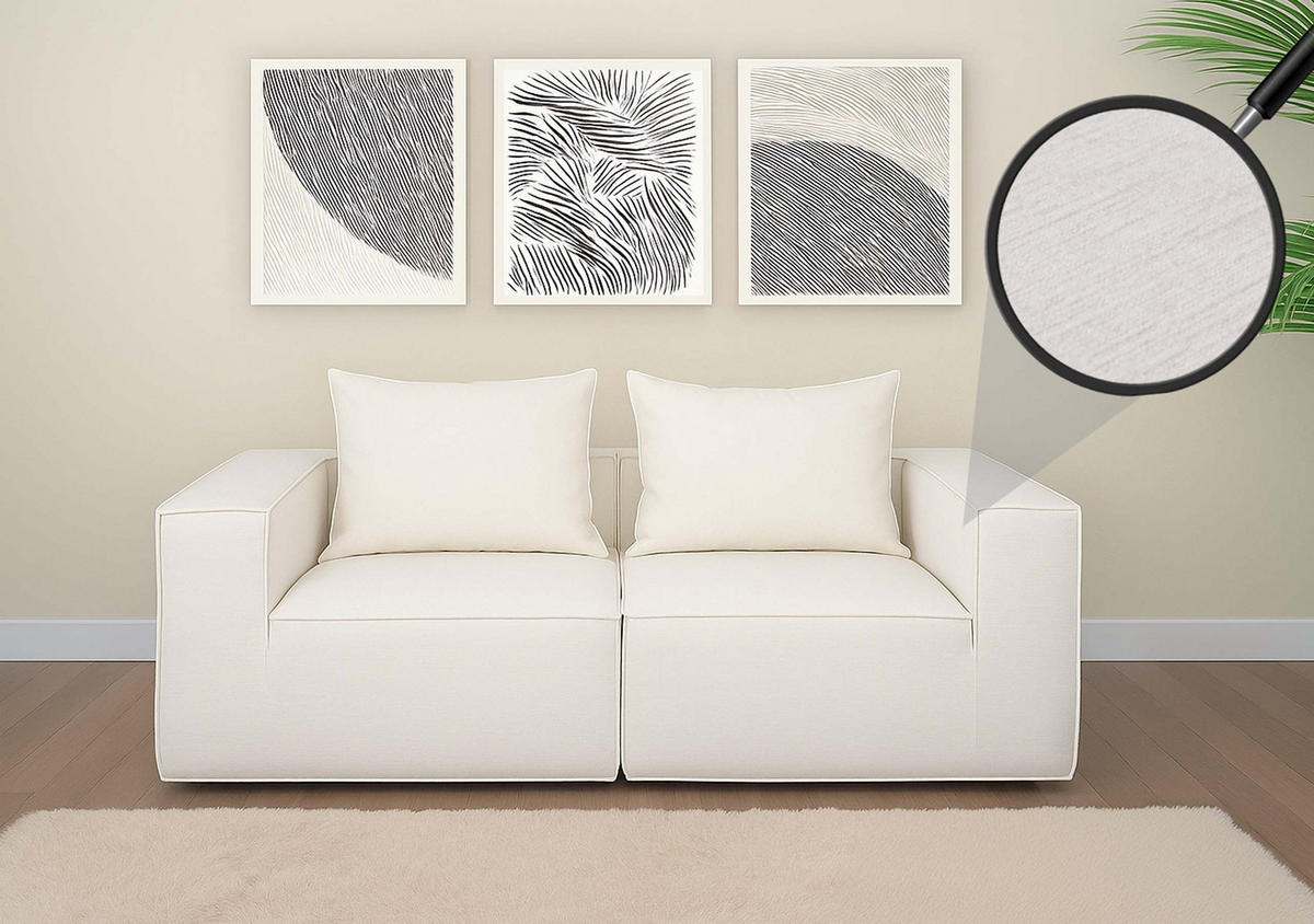 2-SEDEŽNA ZOFANJA Krema bela - bela, tekstil (194/63/97cm) - MCW