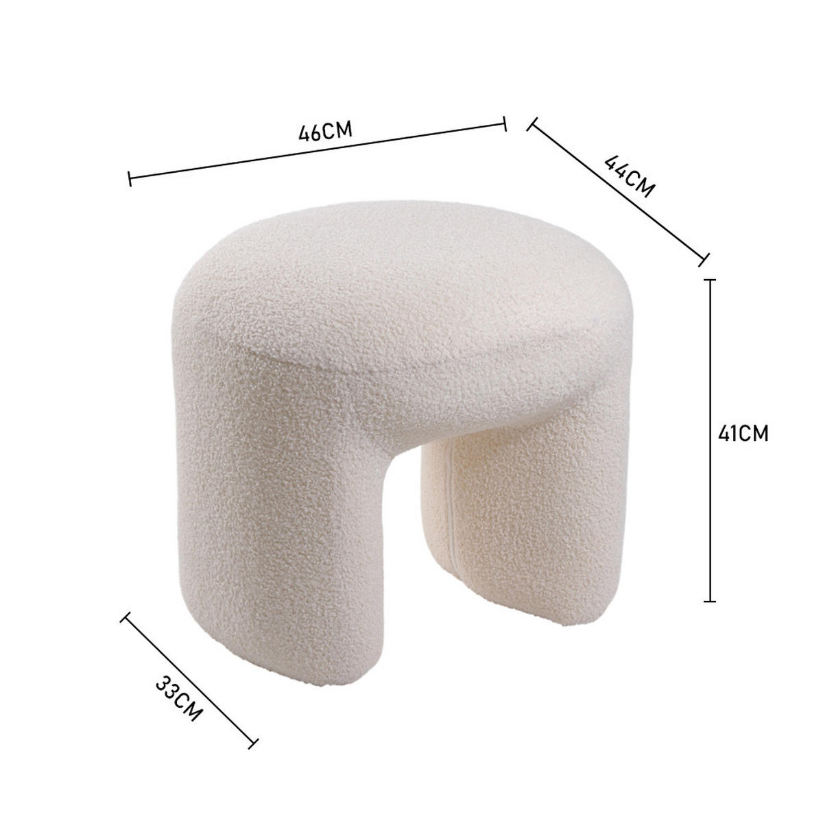 FUSSHOCKER 46/44/41 cm Teddyfleece Weiß - Weiß, Textil (46/41/44cm) - Livingandhome