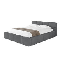 POLSTERBETT mit Bettkasten und Lattenrost, Bett mit Matratze H3/H4, Kopfteil, Boxbett, Doppelbett mit Stauraum - NATA-v1 200x200 Dunkelgrau - Chromfarben, Holzwerkstoff/Textil (200/200cm) - ALTDECOR